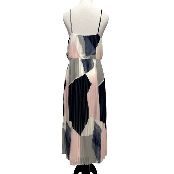 NWT Banana Republic Blue and Pink Geometric Color-block Pleated Dress 6 - Picture 9 of 16